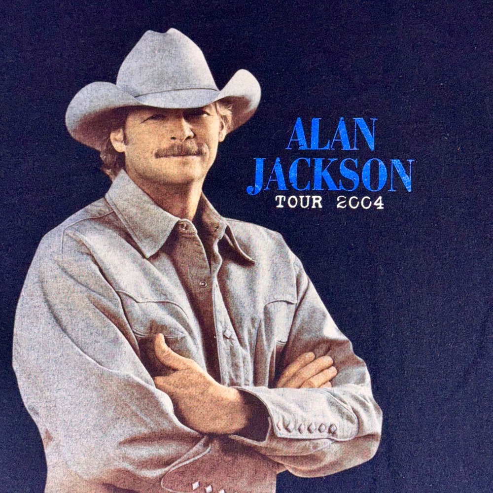 Alan Jackson Tour 2004 Vintage T-Shirt 2XL Black Country Music Concert Tee Anvil
